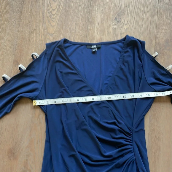 JBS Navy Blue Embellish Rhinestones Dress Size Small - Picture 8 of 9